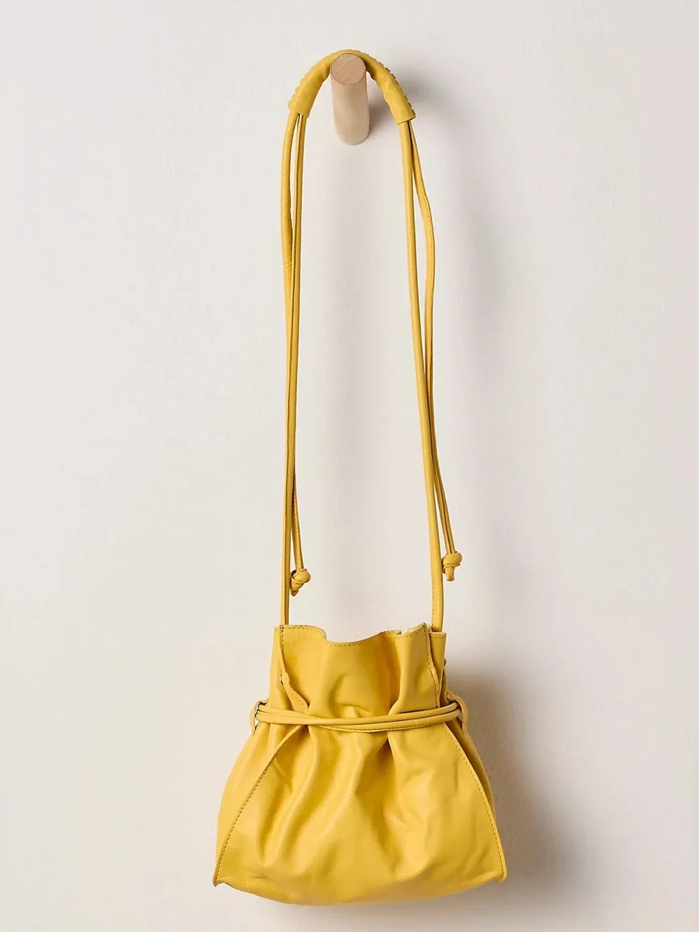 Free People Lucy Leather Pouch Suns Out Yellow Purse Bag